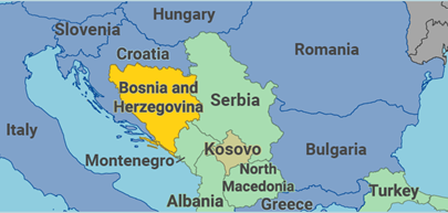 Mappa della Bosnia ed Erzegovina