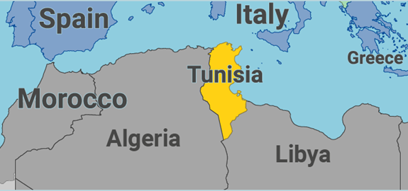 Mappa della Tunisia